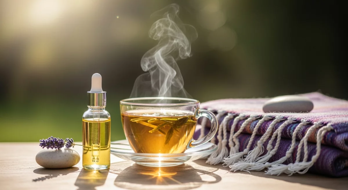 Différents produits CBD naturels disposés harmonieusement pour le bien-être