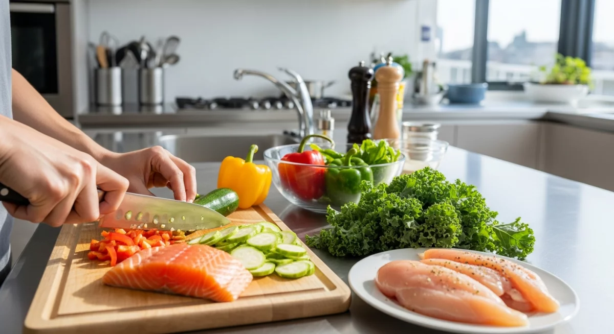 Variété d'aliments frais non transformés caractéristiques du régime paléo moderne