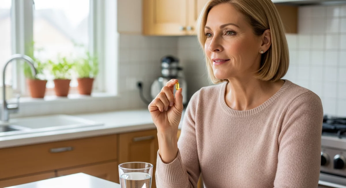 Présentation de gélules et pot de gelée royale bio sur une table en bois naturel